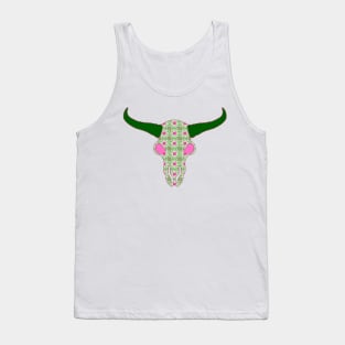 Floral Bull Skull Tank Top